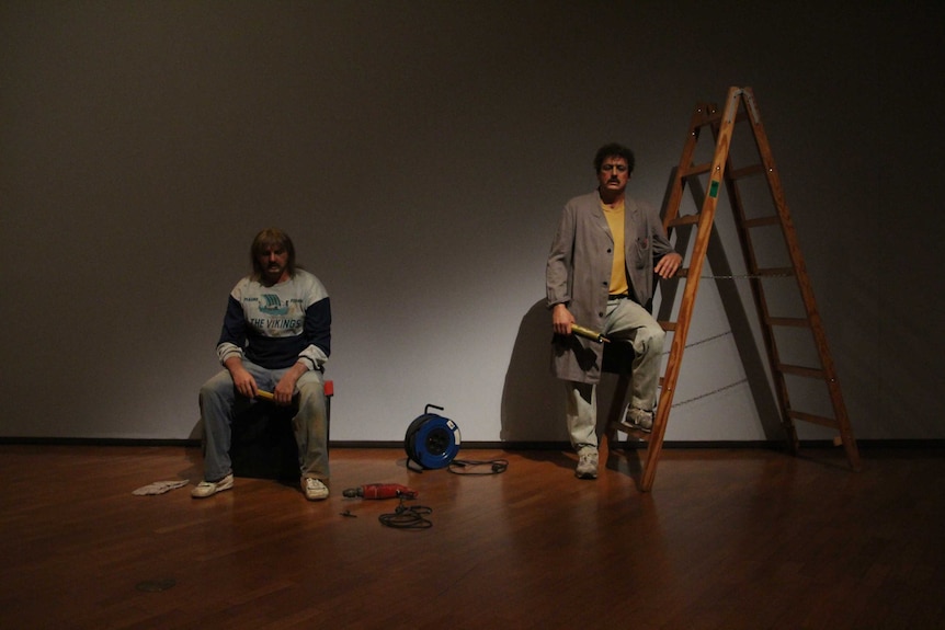 Duane Hanson's 'Two Workers' sculptures on display at the National Gallery of Australia