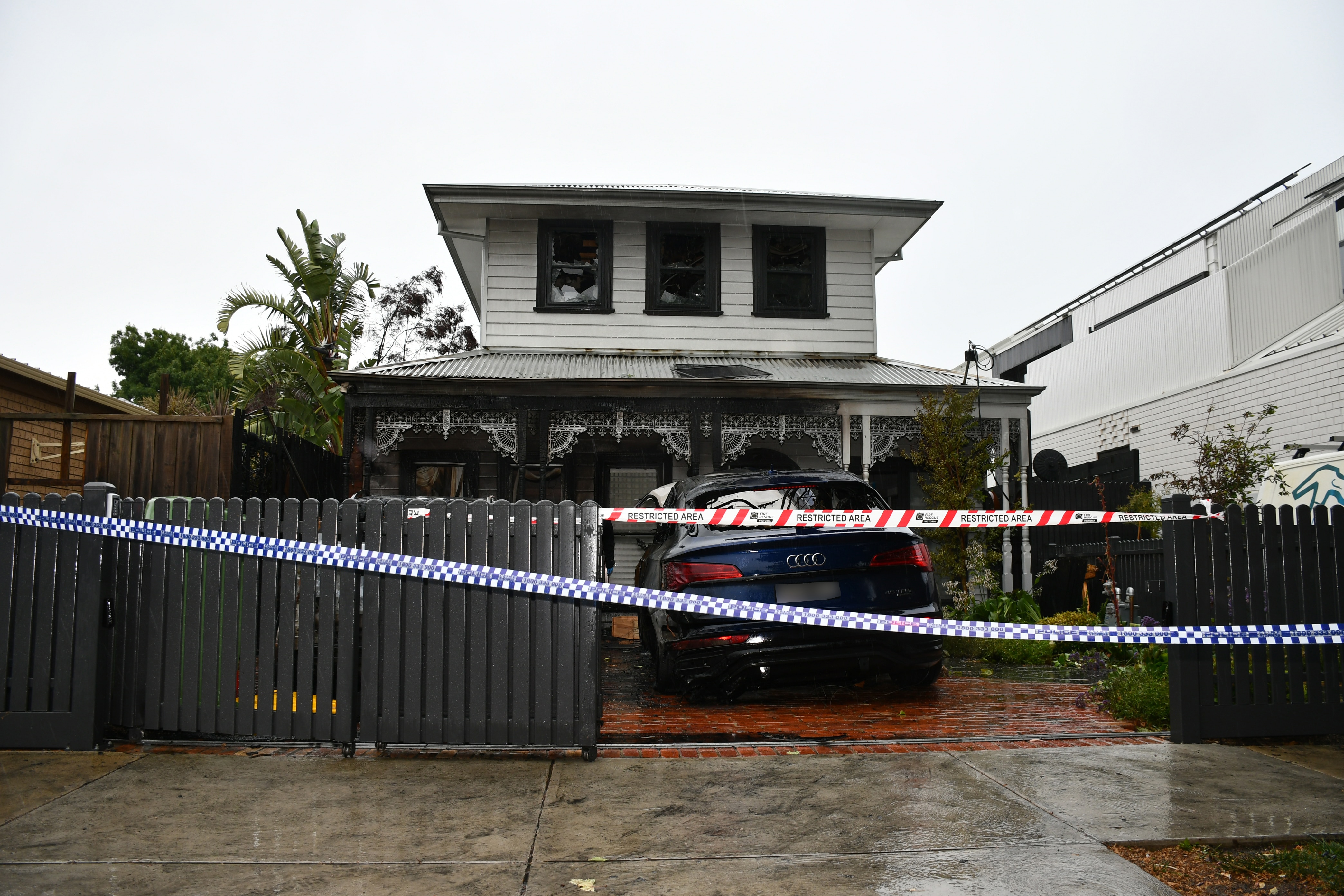 A house damaged by fire.