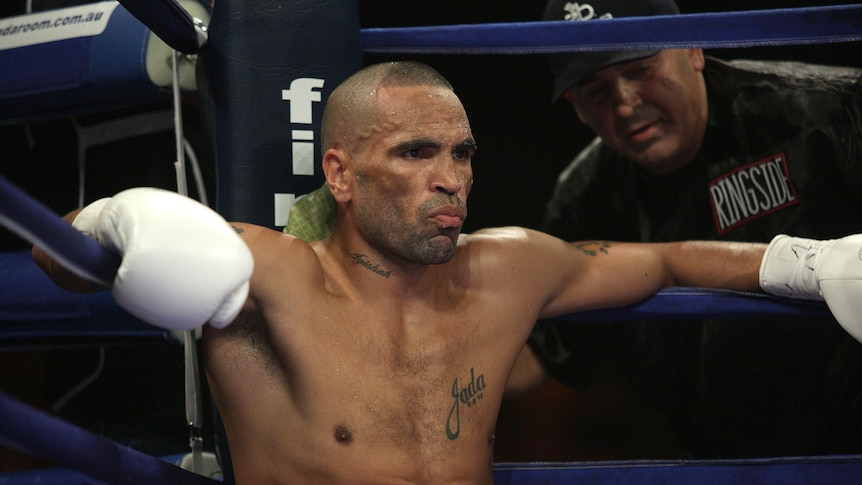 File shot of Anthony Mundine sitting in corner during fight