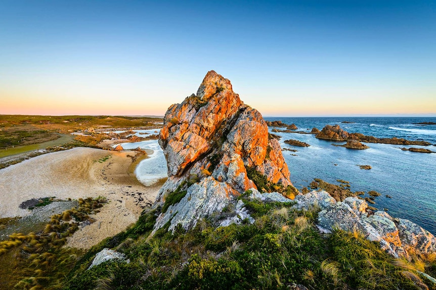 A rock formation on a Tasmanian coastline.