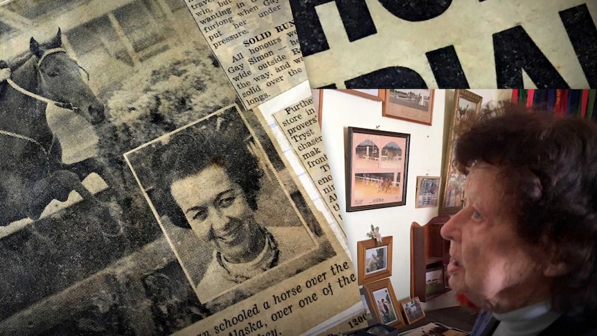 Former jockey Mavis Lockwood of Mil Lel looks at scrapbook entries and other memorabilia from her riding days