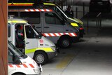 Ambulances lined up at the emergency department Royal Hobart Hospital.