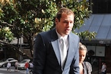 NRL player Brett Stewart arrives at Downing Centre Courts