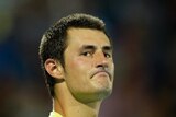 Bernard Tomic of Australia shows his dejection in his match against Gilles Muller of Luxembourg