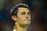 Bernard Tomic of Australia shows his dejection in his match against Gilles Muller of Luxembourg
