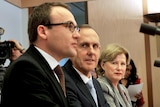 Touch and go: Greens leader Bob Brown (centre).