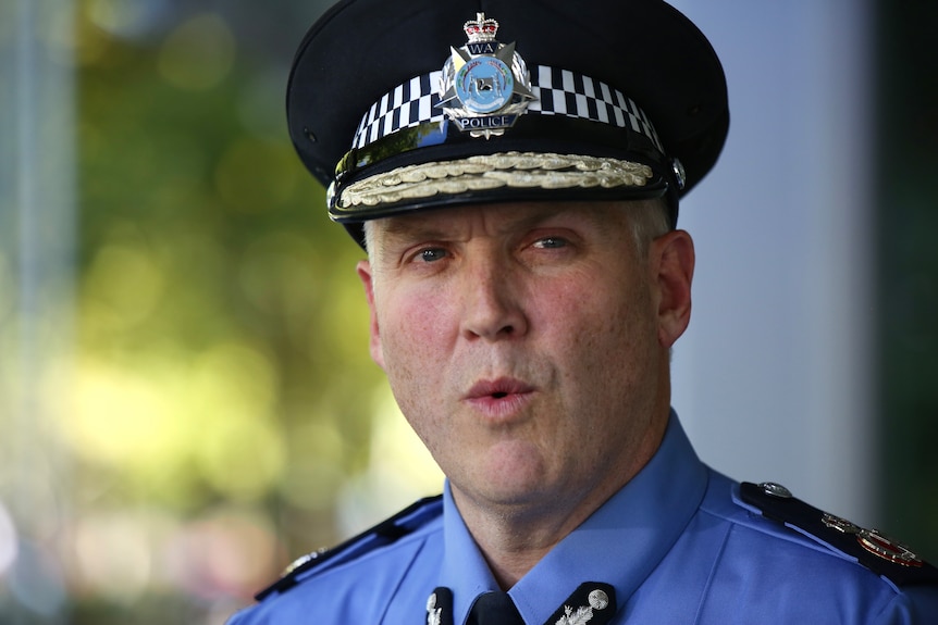 WA Police Commissioner Col Blanch speaks to the media in Perth.