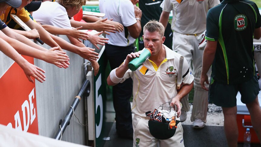Warner leaves the Adelaide Oval after day three