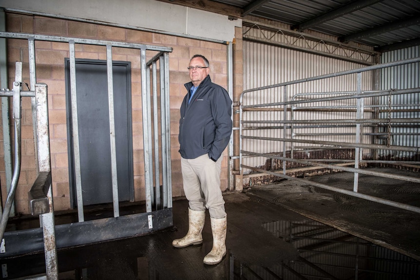 Tad Sonstegard in a barn