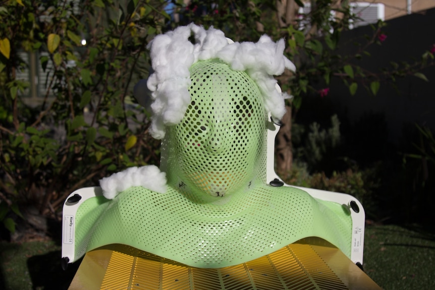 Julie McCrossin's radiation mask