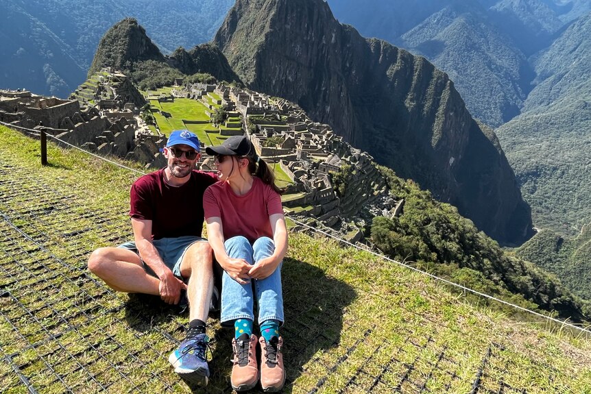 Stacy and Jeremy at a tourist hotspot in Machu Picchu.