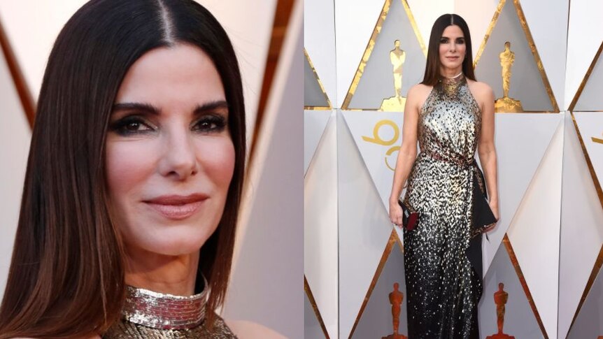 Sandra Bullock stunned in a sequined dress.