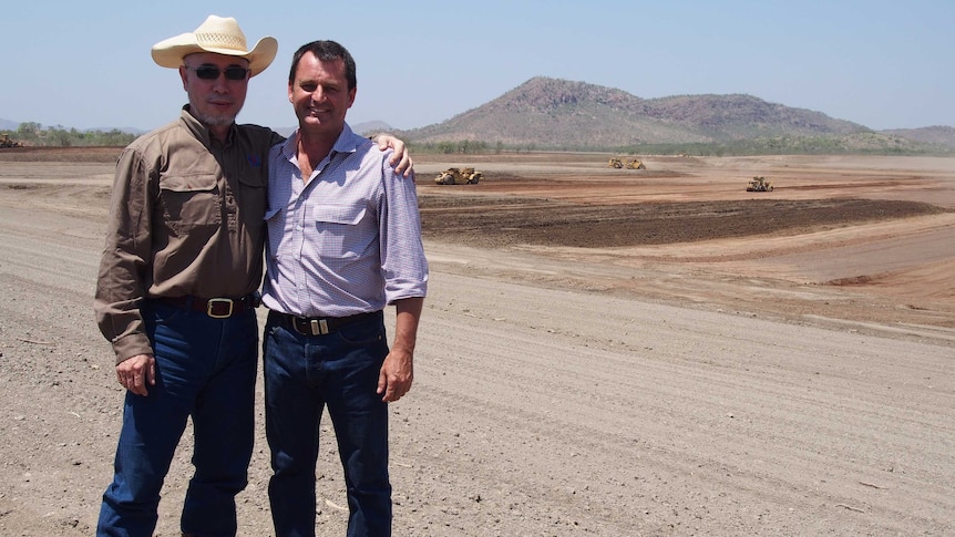 At land clearing in the Ord in WA's Kimberley are KAI director & CEO Jian Zhong Yin with KAI's general manager Jim Engelke