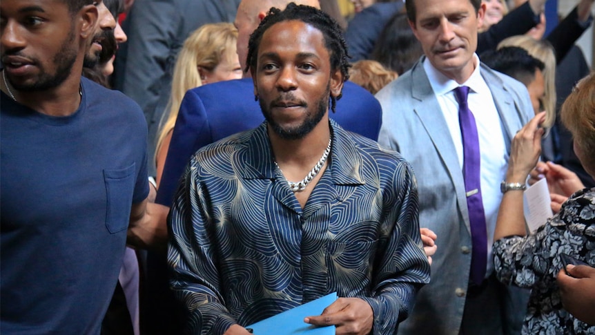 Kendrick Lamar accepting the Pulitzer Prize for Music at the awards luncheon at Columbia university in New York, 2018.