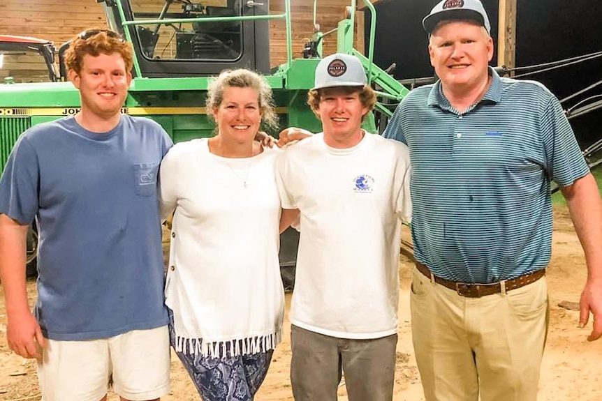 Buster Murdaugh (left) with his hand around Maggie Murdaugh (second from left), next to Paul Murdaugh and Alex Murdaugh