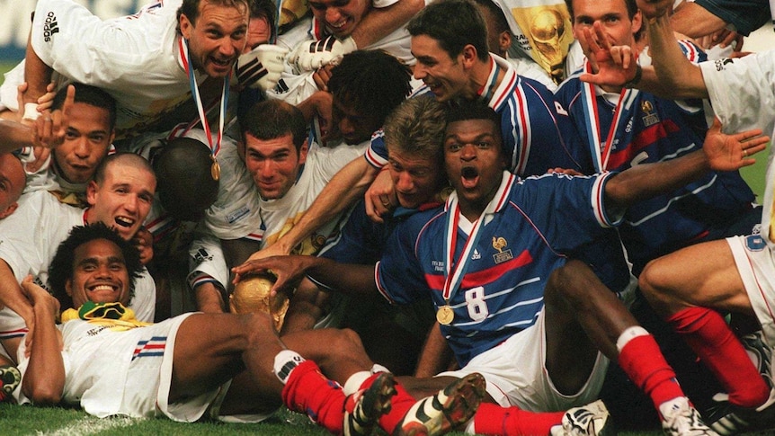 Desailly laps it up after France beat Brazil in 1998 World Cup final