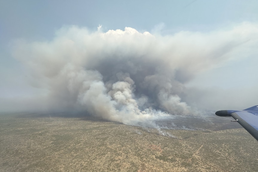 Aerial view of fire in the Barkly.