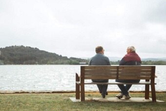 two men on park bench