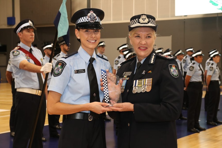 Queensland Police Commissioner Katarina Carroll and a young female police officer.