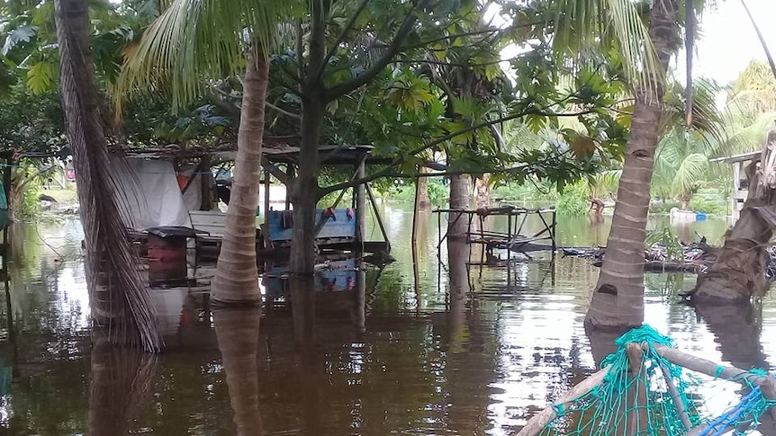 The village of Temaiku East on Tarawa in Kiribati was flooded after heavy rain