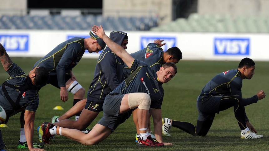 James Horwill training with the Wallabies in Melbourne