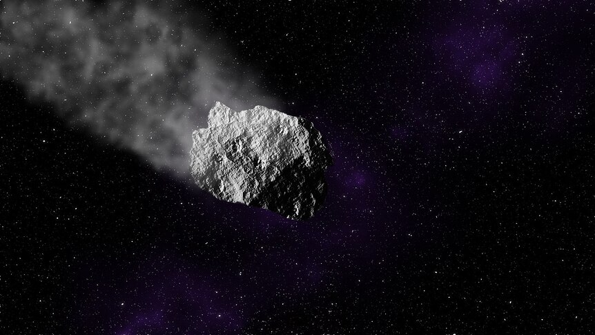 asteroid flying through space