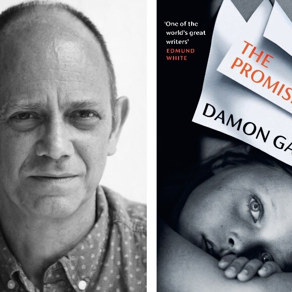 On left author headshot of Damon Galgut, on right Booker Prize winning novel book cover The Promise