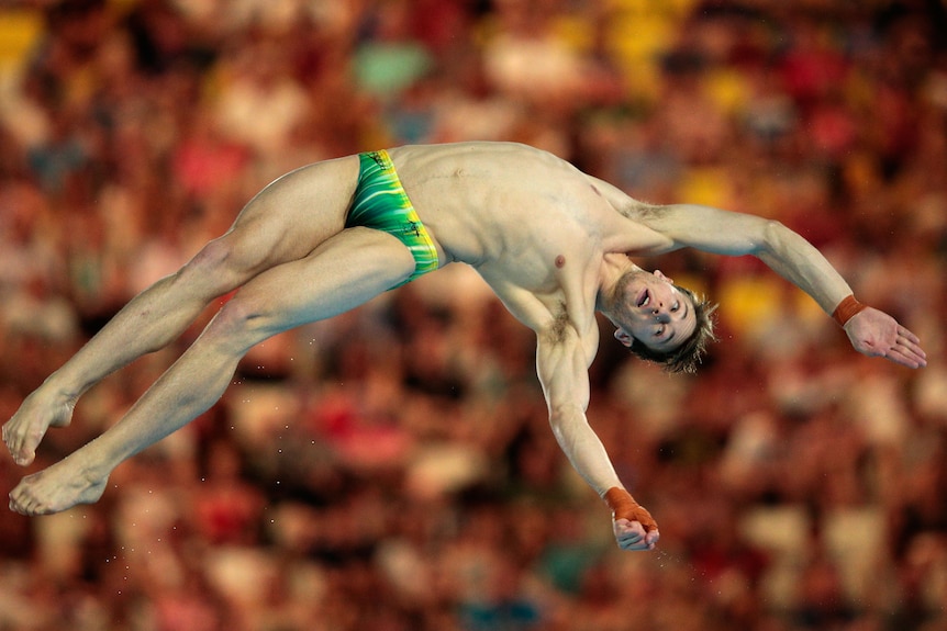 Matthew Mitcham dives at the London Olympics