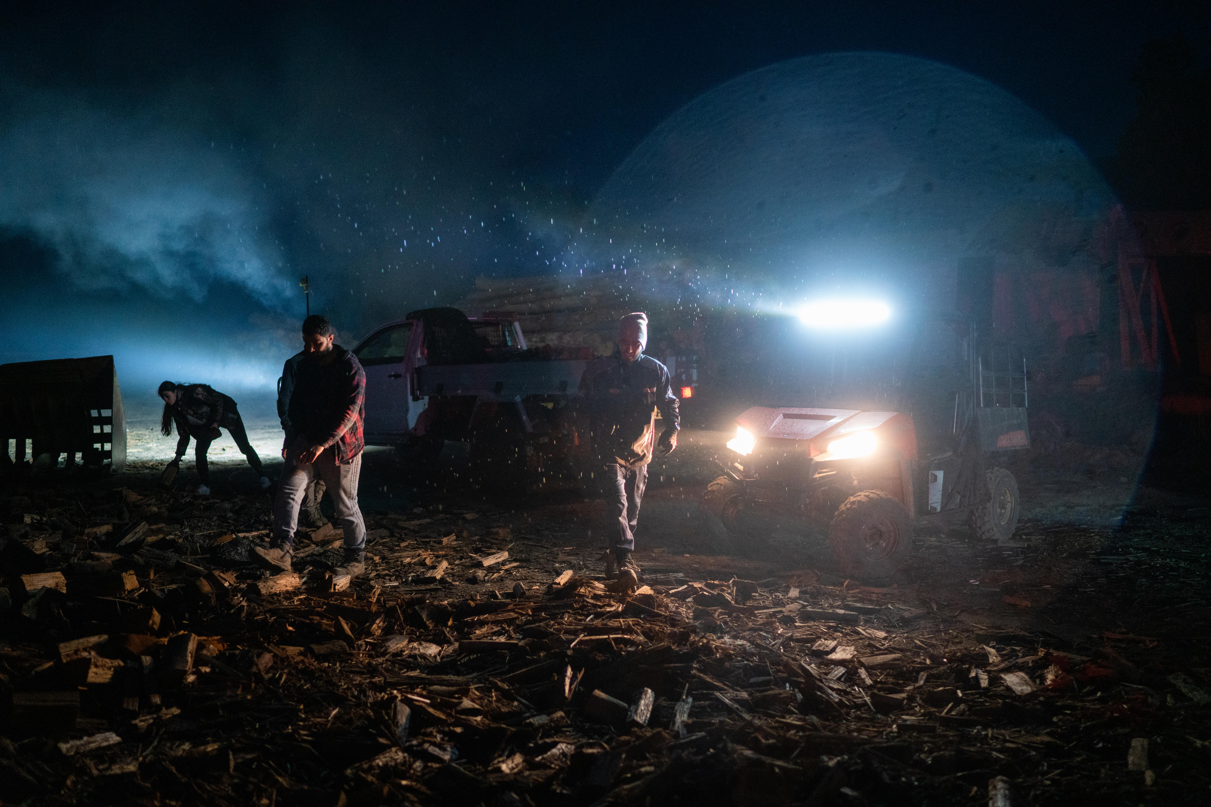 People collecting firewood