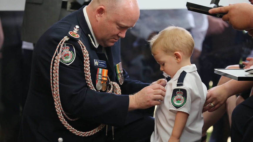 Geoffrey Keaton's son received a posthumous award on his behalf.