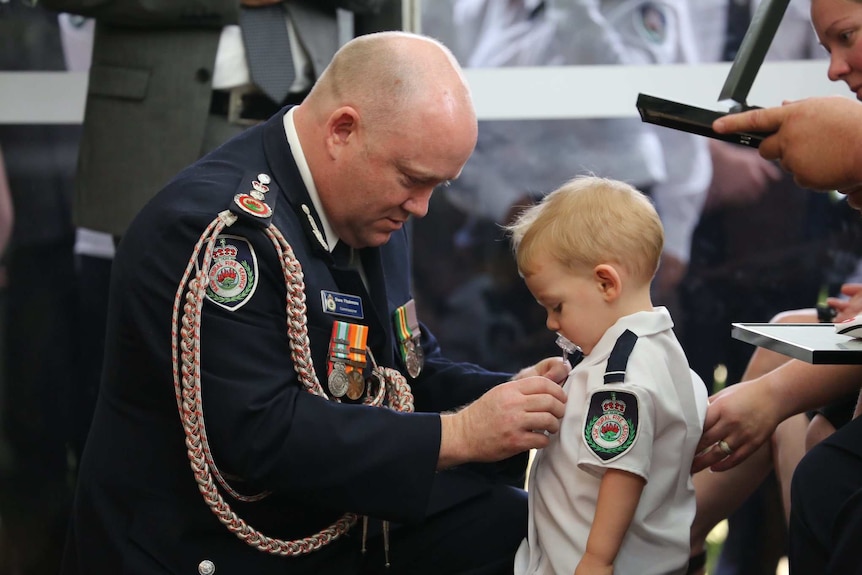 Geoffrey Keaton's son received a posthumous award on his behalf.