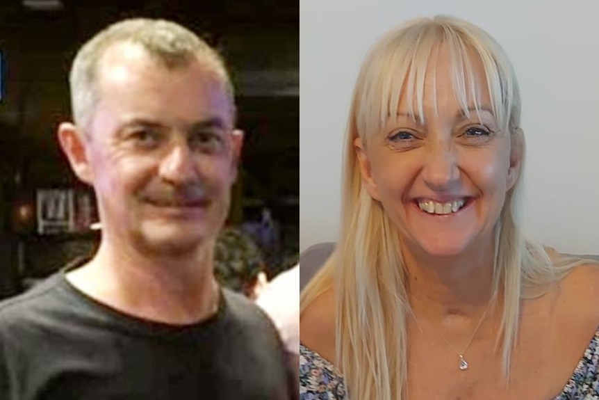 A composite image of Paul Cannon and his estranged wife Lynn Cannon, both of them smiling.