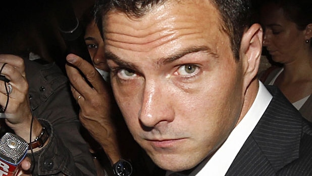 Former trader Jerome Kerviel arrives at the Paris courts for the start of his trial on June 8, 2010.