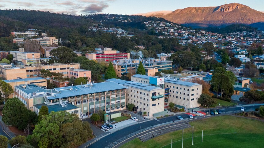 Aerial photos of the University of Tasmania.