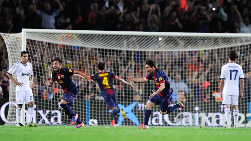 Messi celebrates goal