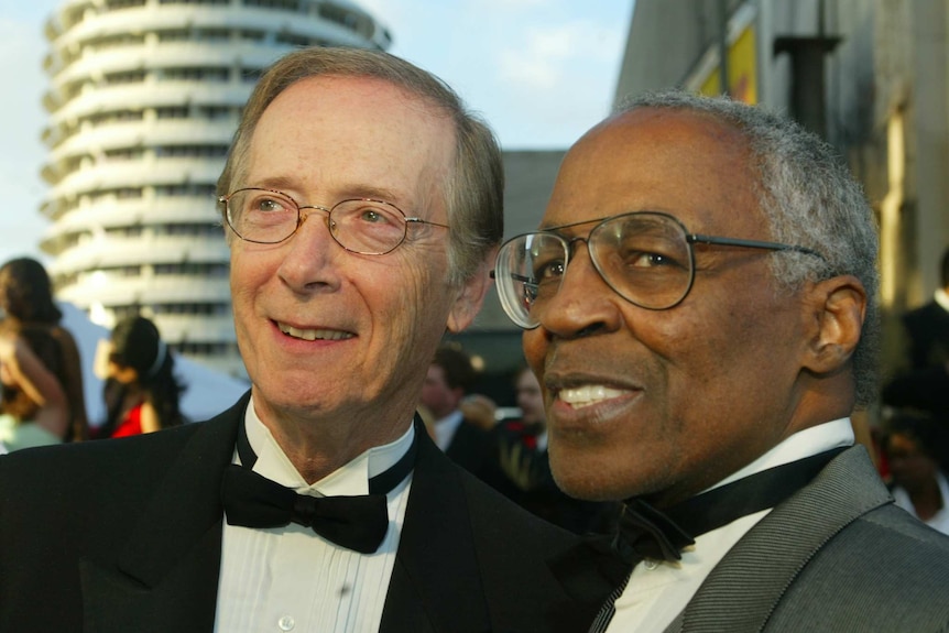 Actors Robert Guillaume and Bernie Kopell arrive at the ABC television network's 50 anniversary.