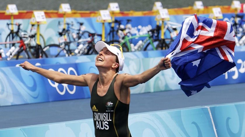 Emma Snowsill broke through for Australia's first triathlon gold in Beijing.