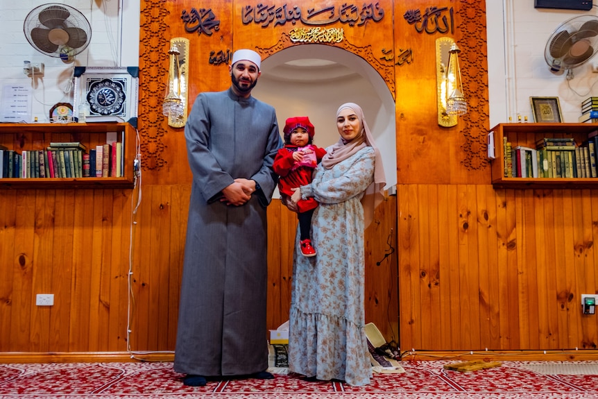 Rheme and his family at the Elsedeaq Mosque in Heidelberg.