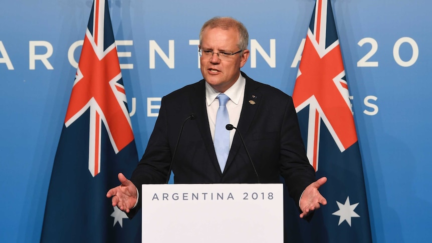 Mr Morrison says the US is not motivated by protectionism in its approach to a trade relationship with China. Photo: AAP/Lukas Coch