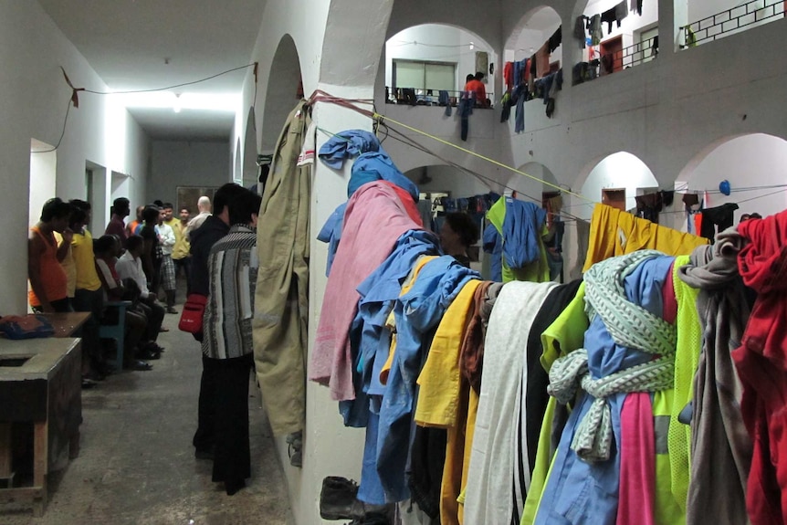 Cramped workers' hostel in Doha