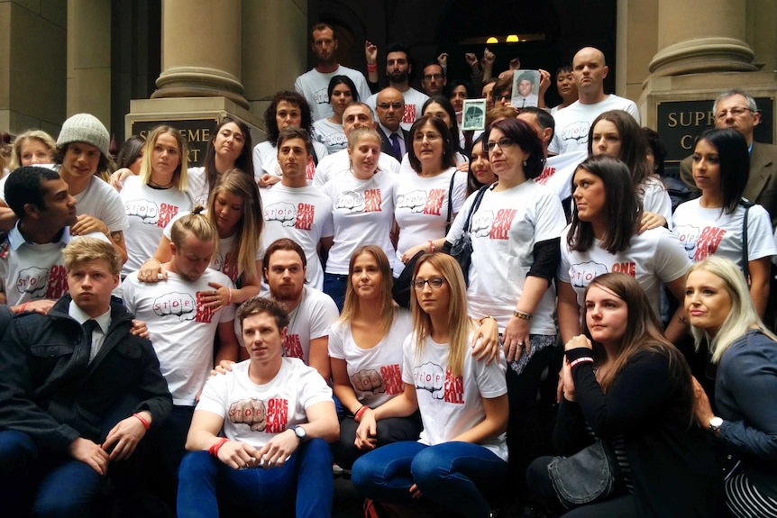 David Cassai's family and friends wearing one punch t-shirts