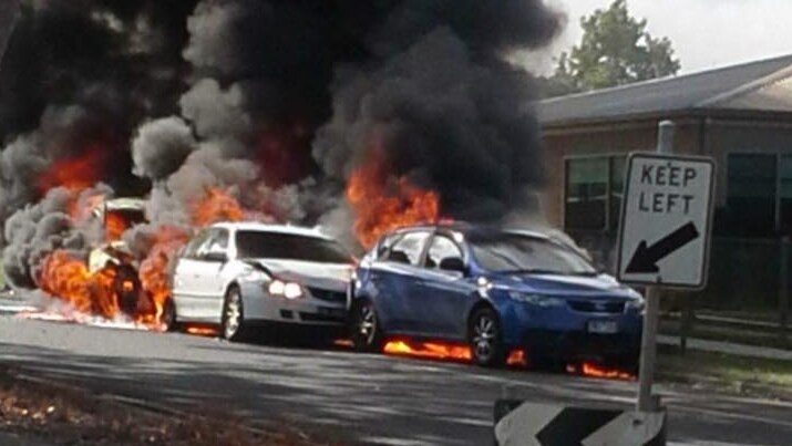car on fire in Leongatha