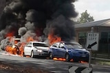 car on fire in Leongatha