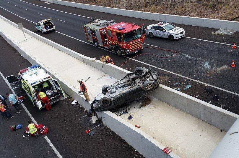 Car crashes off SA overpass