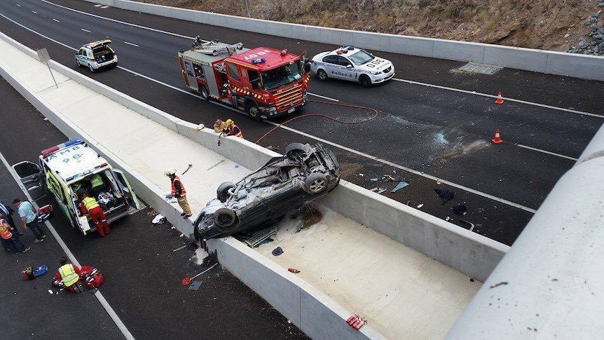 Car crashes off SA overpass