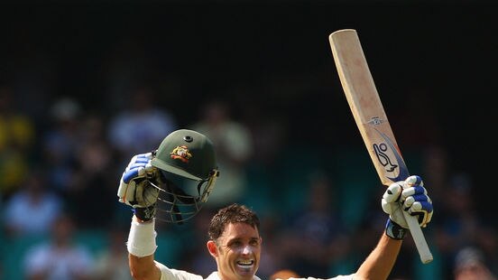 Leading from the front: Michael Hussey's unbeaten 134 strengthened the Australian lead.