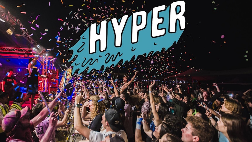 A photo of the HyperFest 2018 main stage with the festival logo