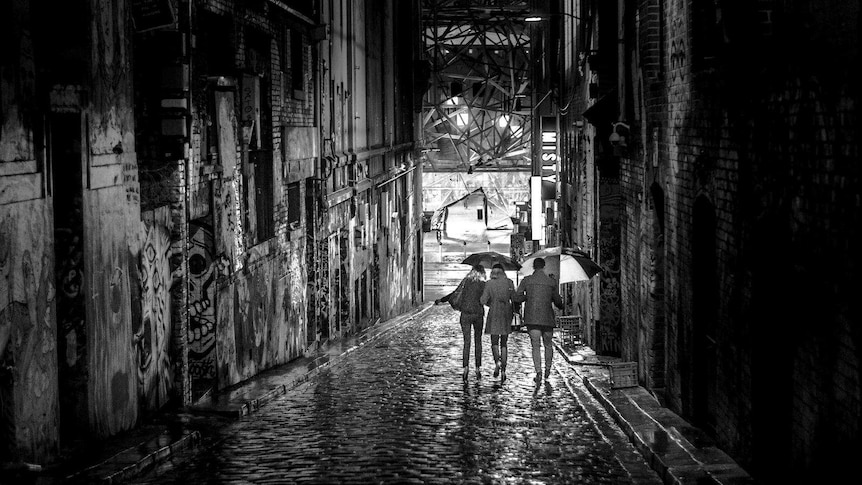 People enjoy a night out while Nathan tries to find a safe place to sleep on the streets.