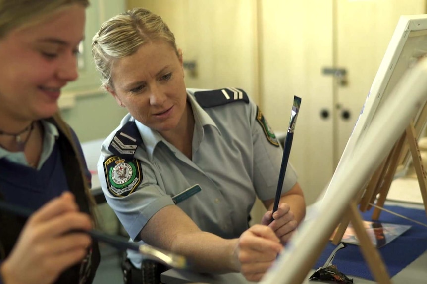 PCYC youth worker Senior Constable Karen Hosking, takes part in H2H classes