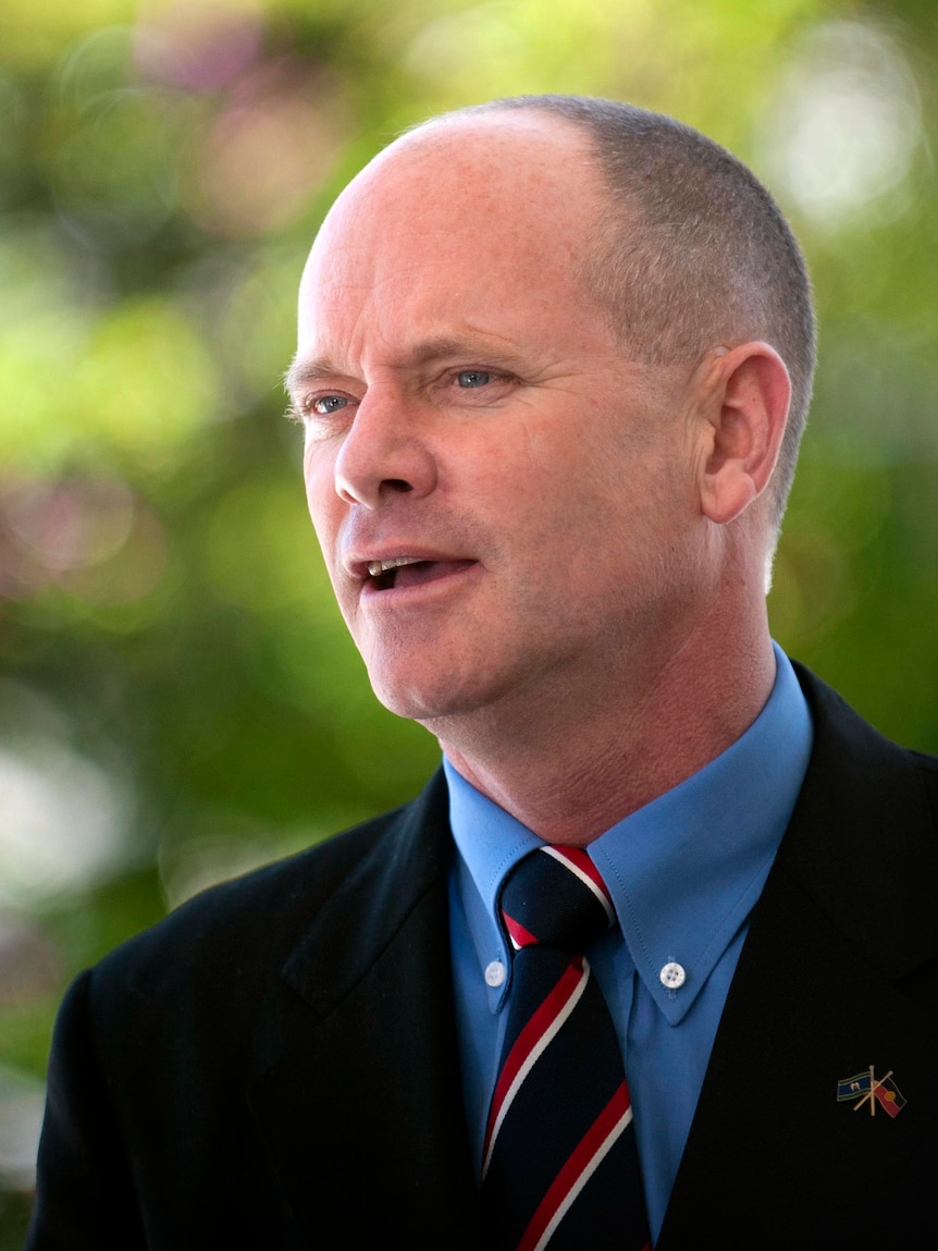 Queensland Premier Campbell Newman speaks to reporters.